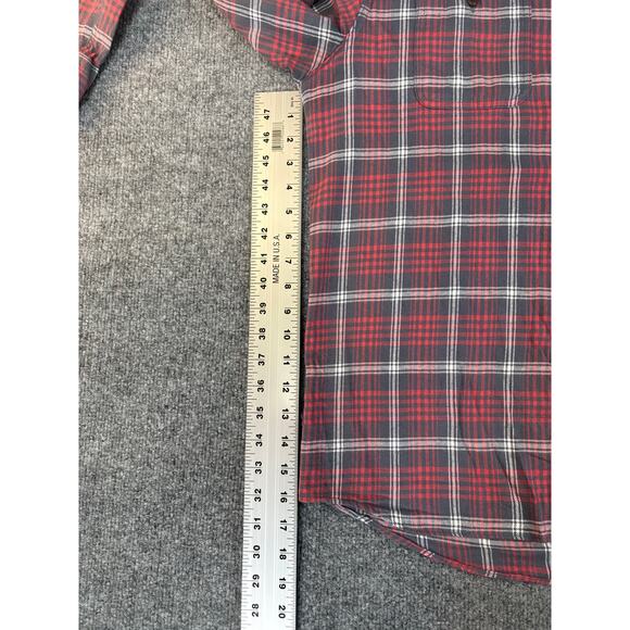 Alesbury Flannel Shirt 100% Cotton Red Grey White Plaid button down Men's Sz M - Picture 8 of 8